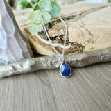 Sapphire Necklace, Tear Drop, Faceted