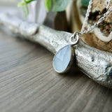 Aquamarine Necklace, Tear Drop, Faceted