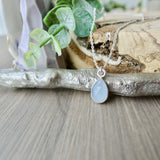 Aquamarine Necklace, Tear Drop, Faceted