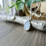 Aquamarine Necklace, Tear Drop, Faceted