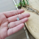 Aquamarine Necklace, Tear Drop, Faceted