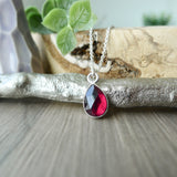 Garnet Necklace, Tear Drop, Faceted