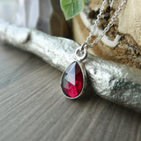 Garnet Necklace, Tear Drop, Faceted
