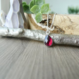 Garnet Necklace, Tear Drop, Faceted