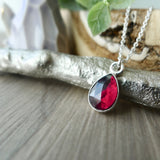 Garnet Necklace, Tear Drop, Faceted