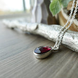 Garnet Necklace, Tear Drop, Faceted