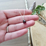 Garnet Necklace, Tear Drop, Faceted