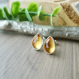 Citrine Studs, Tear Drop, Faceted