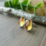 Citrine Studs, Tear Drop, Faceted