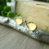 Citrine Studs, Tear Drop, Faceted