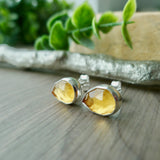 Citrine Studs, Tear Drop, Faceted