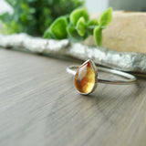 Citrine Ring, Tear Drop, Faceted