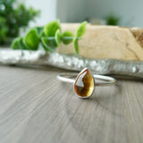 Citrine Ring, Tear Drop, Faceted