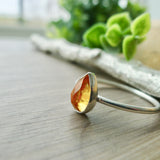 Citrine Ring, Tear Drop, Faceted
