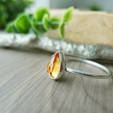 Citrine Ring, Tear Drop, Faceted
