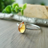 Citrine Ring, Tear Drop, Faceted