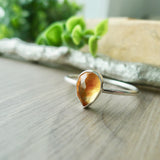 Citrine Ring, Tear Drop, Faceted