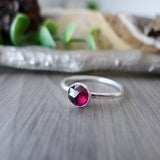 Rhodolite Garnet Ring, Faceted, Round