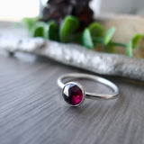 Rhodolite Garnet Ring, Faceted, Round