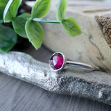 Rhodolite Garnet Ring, Faceted, Round
