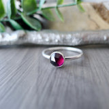 Rhodolite Garnet Ring, Faceted, Round