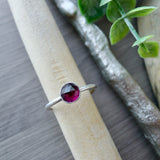 Rhodolite Garnet Ring, Faceted, Round