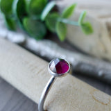 Rhodolite Garnet Ring, Faceted, Round