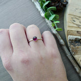 Rhodolite Garnet Ring, Faceted, Round