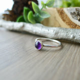 Amethyst Ring, Smooth Round, 5mm