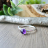 Amethyst Ring, Smooth Round, 5mm