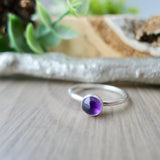Amethyst Ring, Smooth Round, 5mm