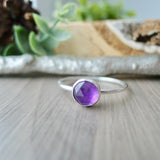 Amethyst Ring, Faceted Round, 8mm
