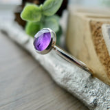Amethyst Ring, Faceted Round, 8mm