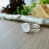 Moonstone Ring, Faceted Round, 8mm
