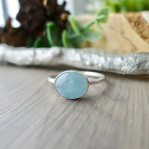 Aquamarine Ring, Smooth Oval