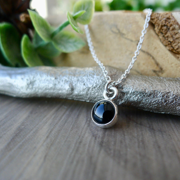 Onyx Necklace, Smooth, Round