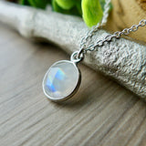 Moonstone Necklace, Faceted Circle, Medium