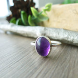 Amethyst Ring, Smooth, Oval