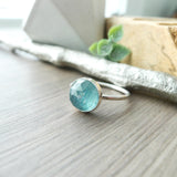 Moss Kyanite Ring, Paraiba Blue, Round, Faceted