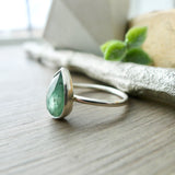 Moss Kyanite Ring, Mint, Pear, Faceted