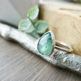 Moss Kyanite Ring, Mint, Pear, Faceted