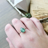 Moss Kyanite Ring, Mint, Pear, Faceted