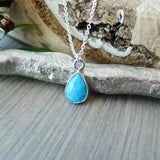 Turquoise Necklace, Tear Drop, Faceted