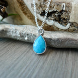 Turquoise Necklace, Tear Drop, Faceted