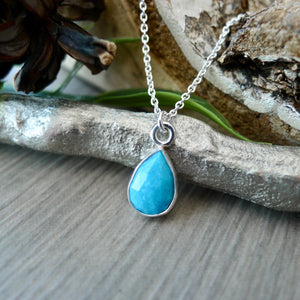 Turquoise Necklace, Tear Drop, Faceted