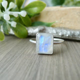 Moonstone Ring, Emerald Cut