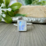 Moonstone Ring, Emerald Cut