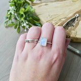 Moonstone Ring, Emerald Cut