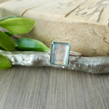 Labradorite Ring, Emerald Cut