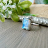 Labradorite Ring, Emerald Cut